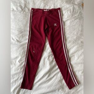Adidas Maroon Striped Workout Pants